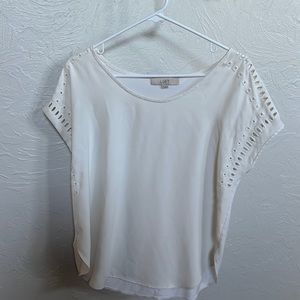 Loft | Cream Mixed Media Top